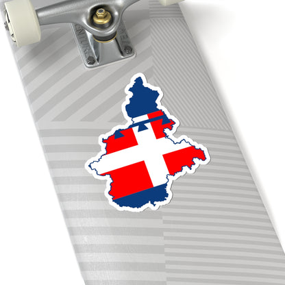 Flag map of Piedmont (Italy) STICKER Vinyl Kiss-Cut Decal