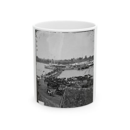 Port Royal, Va. Transports Being Loaded From A Pontoon Bridge During The Evacuation (U.S. Civil War) White Coffee Mug