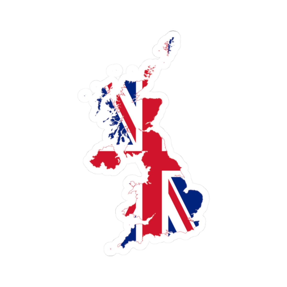 Flag-map of the United Kingdom (United Kingdom) STICKER Vinyl Kiss-Cut Decal
