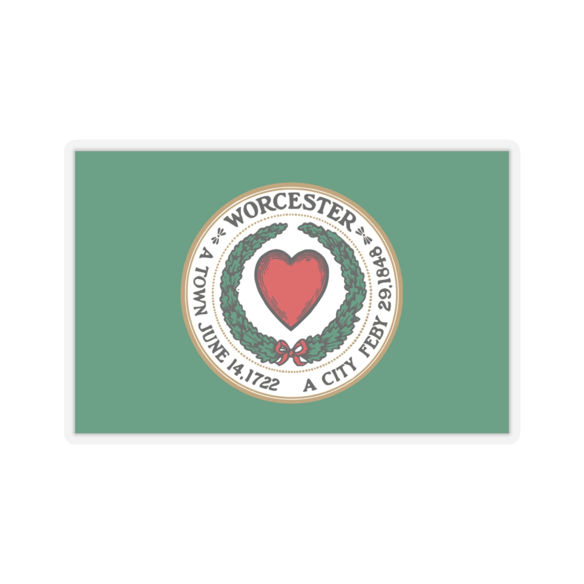 Flag of Worcester, Massachusetts - STICKER Vinyl Kiss-Cut Decal