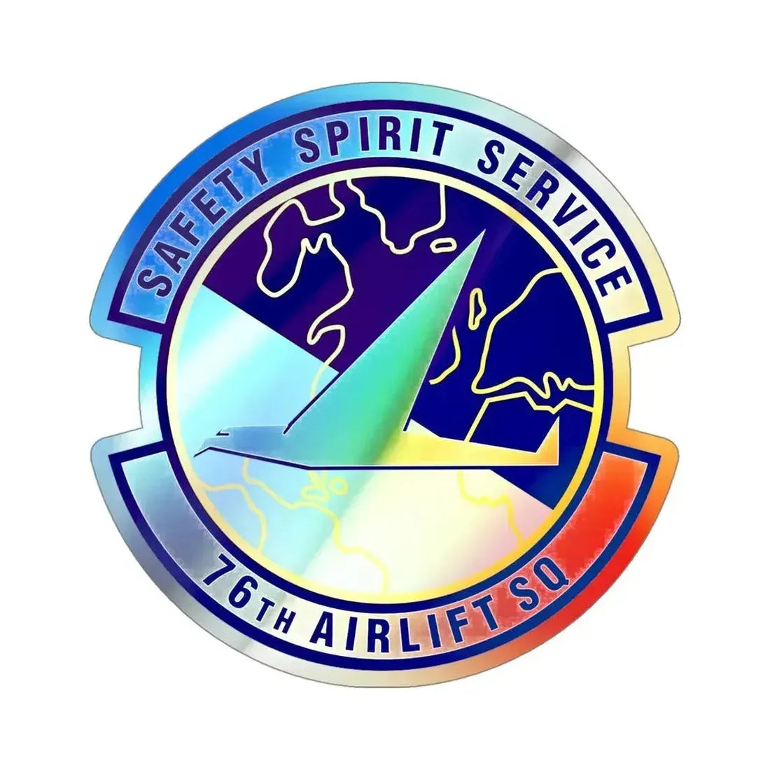 76th Airlift Squadron (U.S. Air Force) Holographic STICKER Die-Cut Vinyl Decal 4 Inch Holographic - The Sticker Space