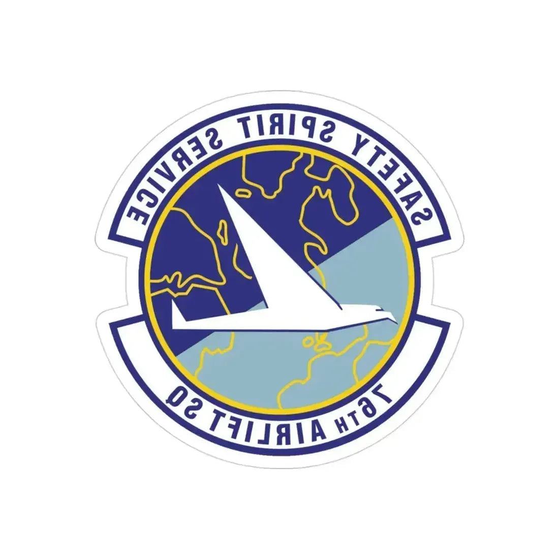 76th Airlift Squadron (U.S. Air Force) REVERSE PRINT Transparent Die-Cut STICKER 3 Inch Die-Cut Transparent - The Sticker Space