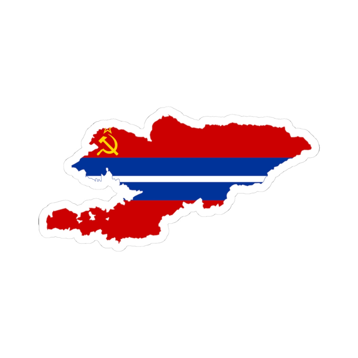 Flag map of the Kirghiz SSR 1952-1991 Flag map of Kyrgyzstan 19911992 (Kyrgyzstan) STICKER Vinyl Kiss-Cut Decal
