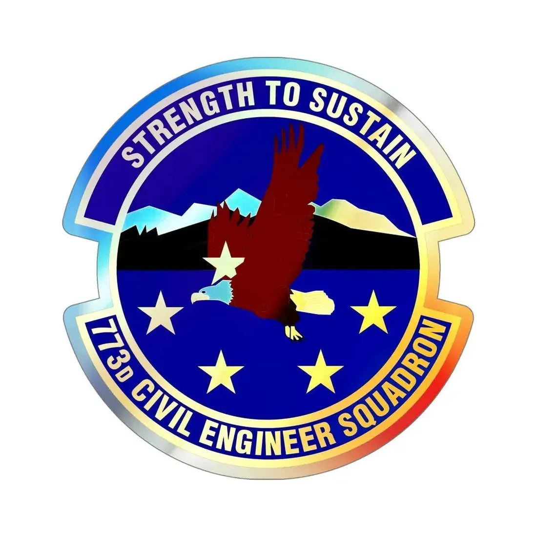 773 Civil Engineer Squadron PACAF (U.S. Air Force) Holographic STICKER Die-Cut Vinyl Decal 5 Inch Holographic - The Sticker Space