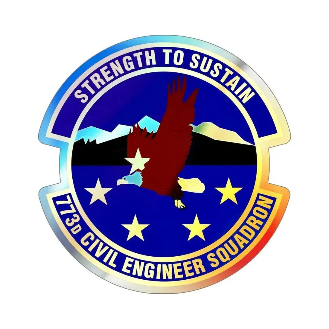 773 Civil Engineer Squadron PACAF (U.S. Air Force) Holographic STICKER Die-Cut Vinyl Decal 6 Inch Holographic - The Sticker Space
