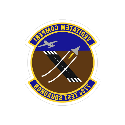 773 Test Squadron AFMC (U.S. Air Force) REVERSE PRINT Transparent STICKER-2" × 2"-The Sticker Space