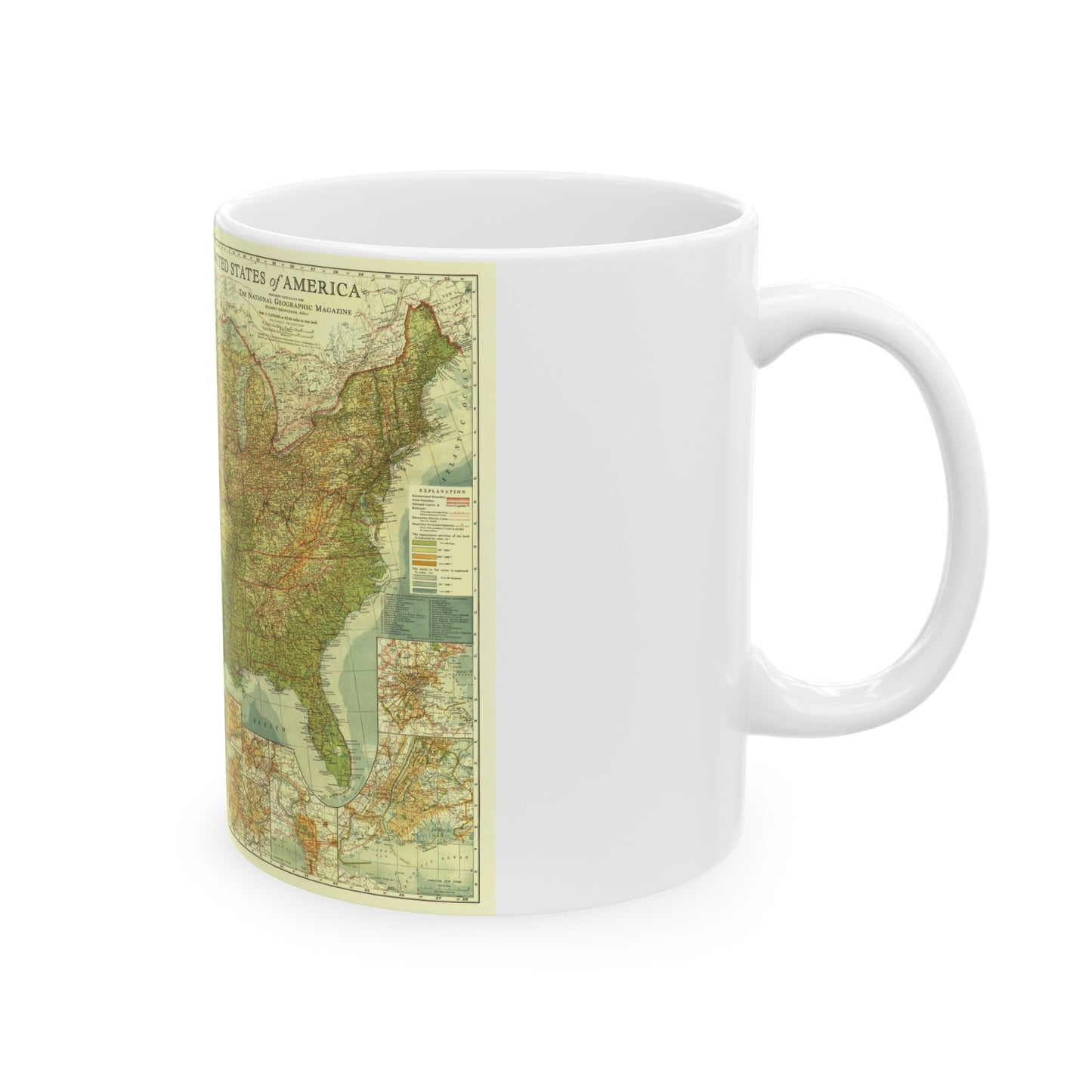 USA - The United States (1923) (Map) White Coffee Mug-The Sticker Space