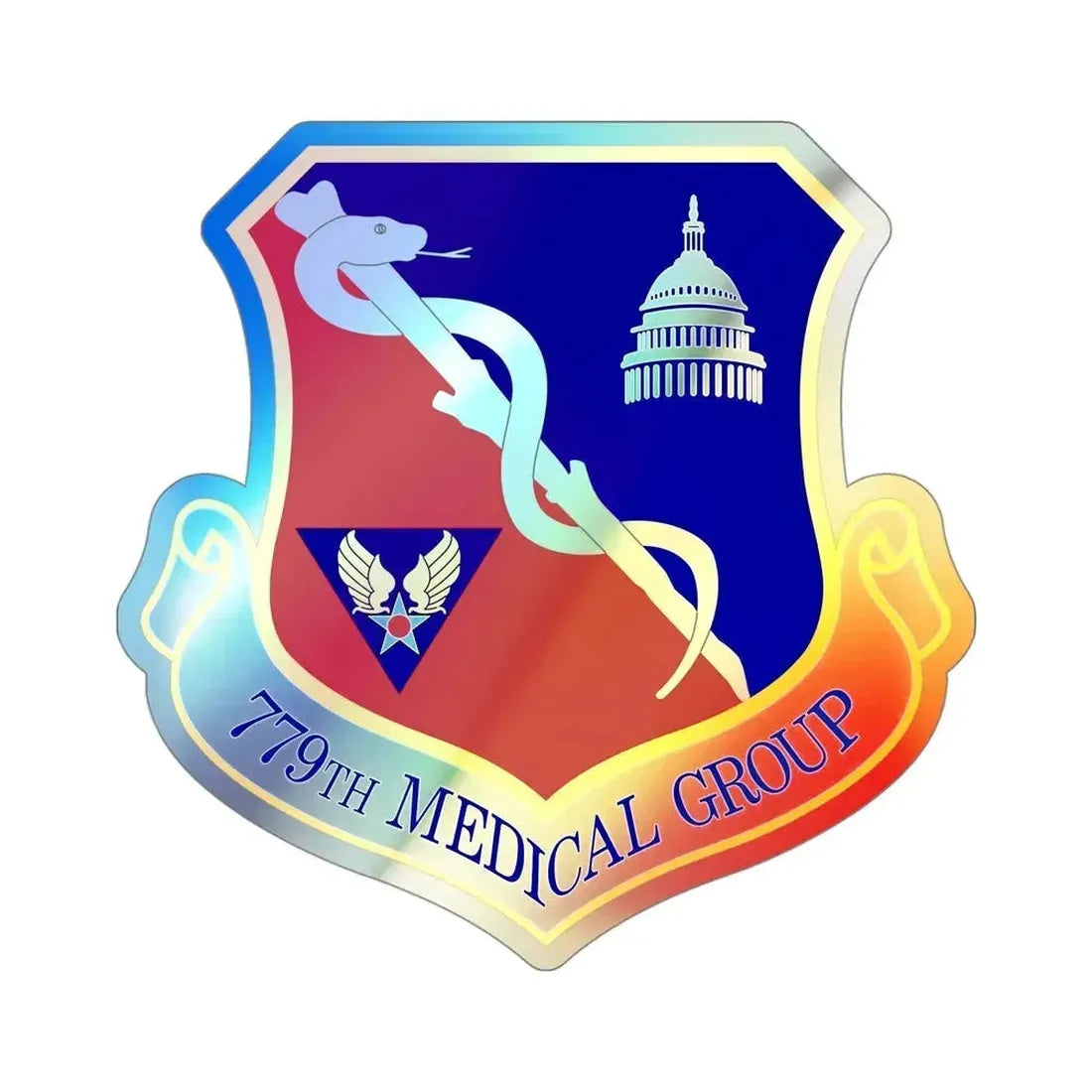 779th Medical Group (U.S. Air Force) Holographic STICKER Die-Cut Vinyl Decal 4 Inch Holographic - The Sticker Space