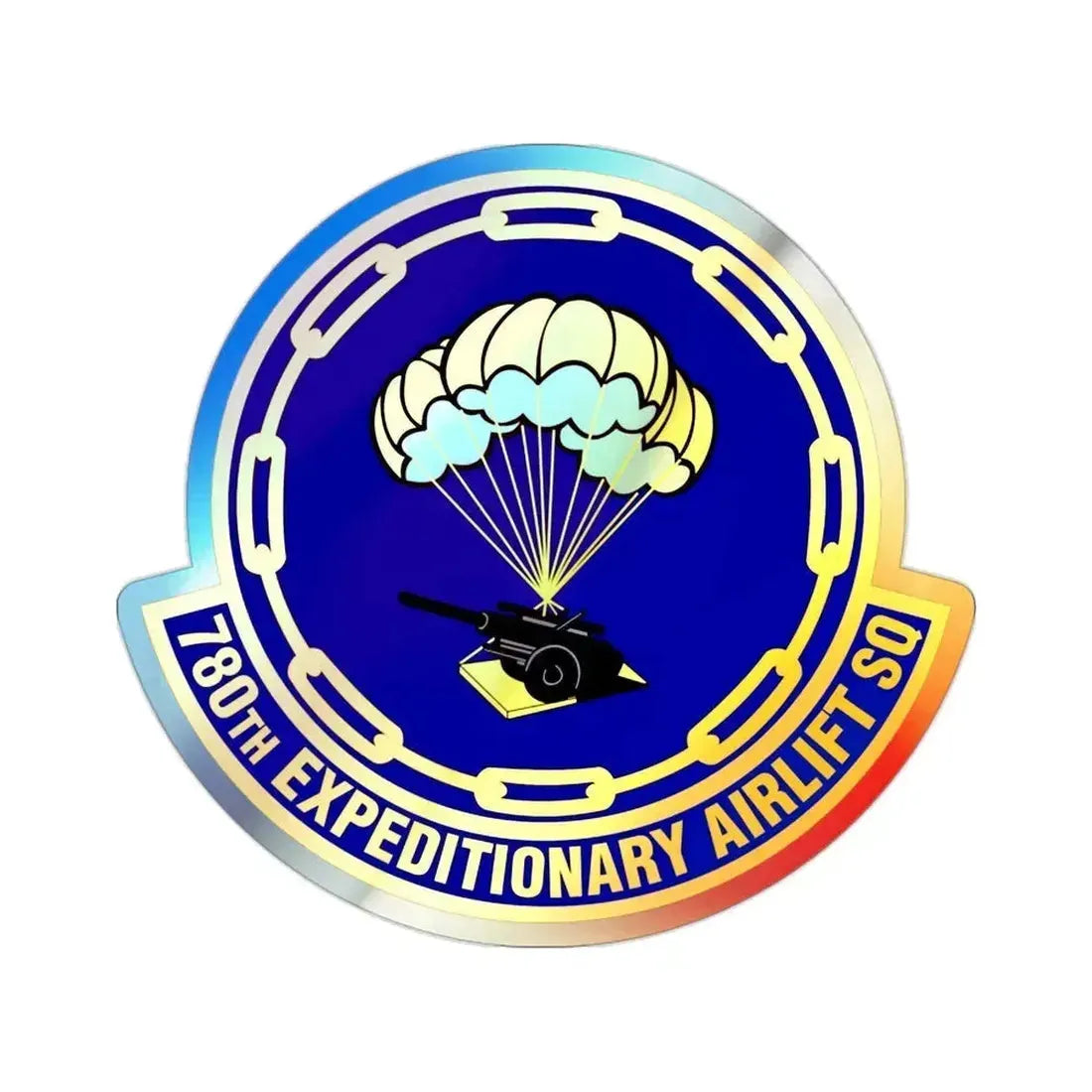 780th Expeditionary Airlift Squadron (U.S. Air Force) Holographic STICKER Die-Cut Vinyl Decal 2 Inch Holographic - The Sticker Space