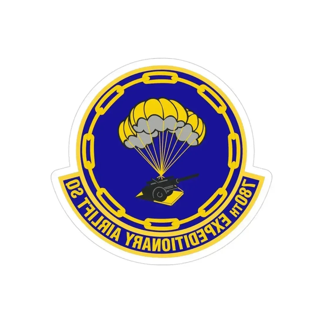 780th Expeditionary Airlift Squadron (U.S. Air Force) REVERSE PRINT Transparent Die-Cut STICKER 3 Inch Die-Cut Transparent - The Sticker Space