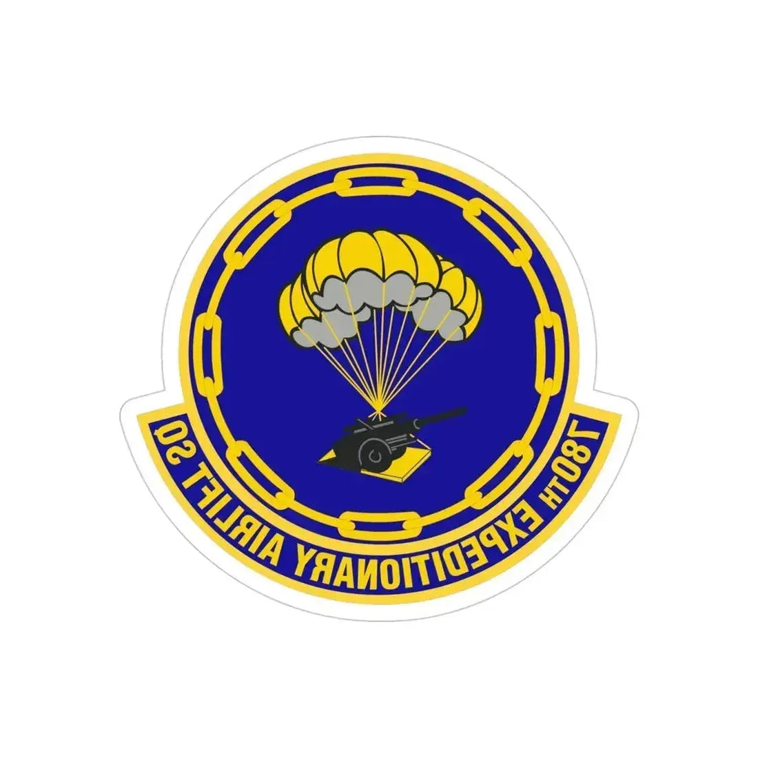 780th Expeditionary Airlift Squadron (U.S. Air Force) REVERSE PRINT Transparent Die-Cut STICKER 4 Inch Die-Cut Transparent - The Sticker Space