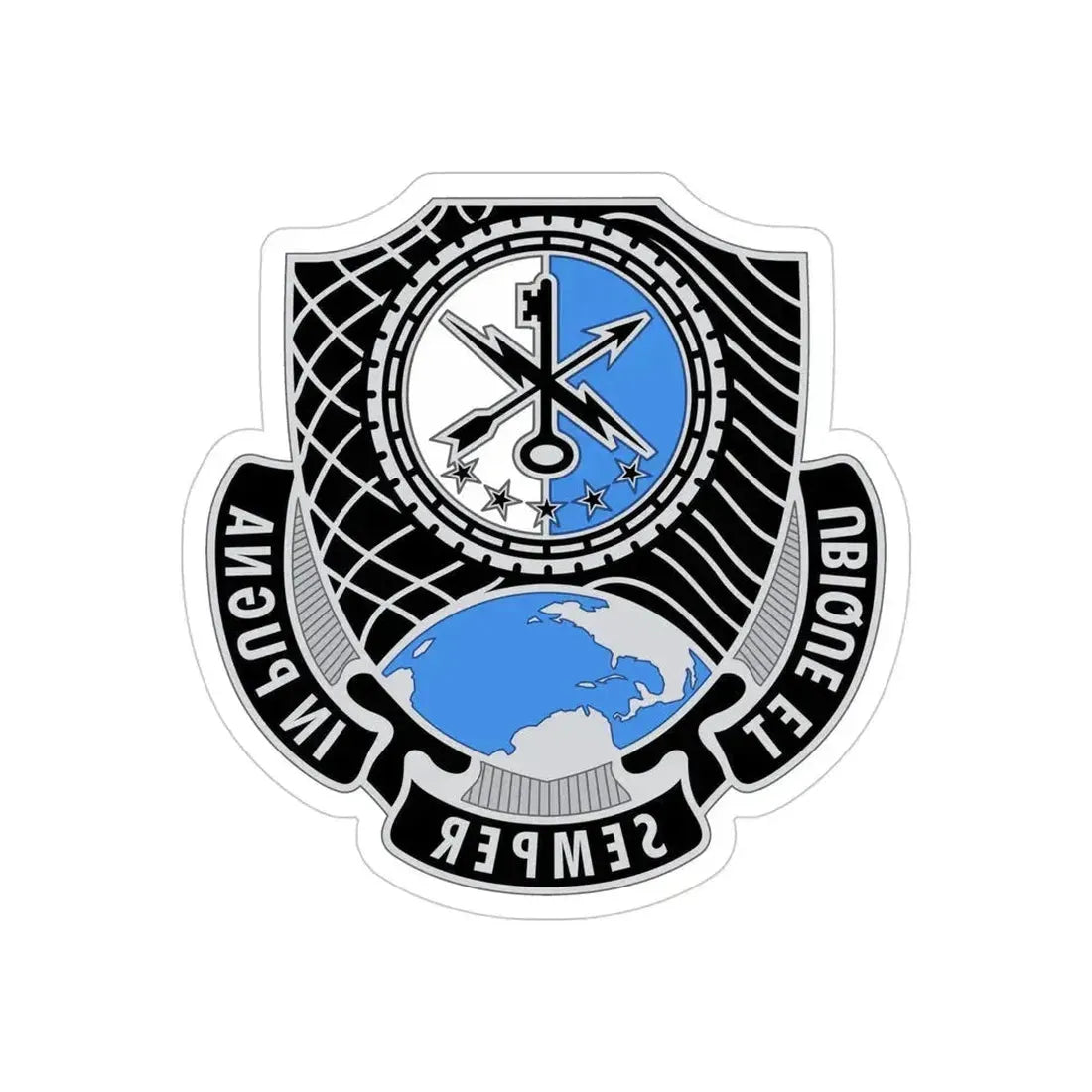 780th Military Intelligence Brigade (U.S. Army) REVERSE PRINT Transparent Die-Cut STICKER 4 Inch Die-Cut Transparent - The Sticker Space