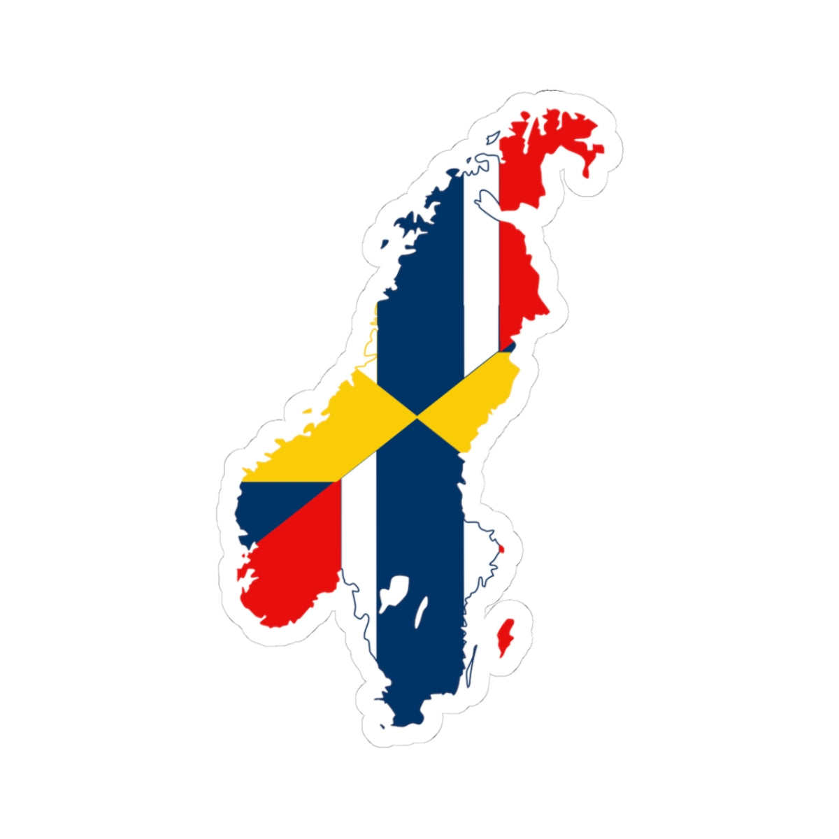Flag-map of Sweden-Norway (Norway) STICKER Vinyl Kiss-Cut Decal