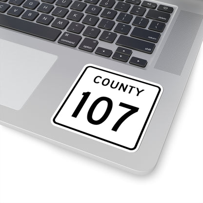 County 107 square (Minnesota) (Road Sign) STICKER Vinyl Kiss-Cut Decal