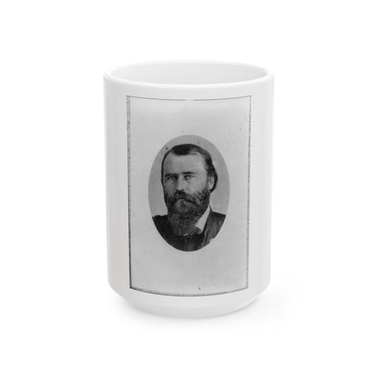 Eugene A. Carr, Colonel 3d Ill. Cavalry, Oval Bust Portrait, Facing Left (U.S. Civil War) White Coffee Mug