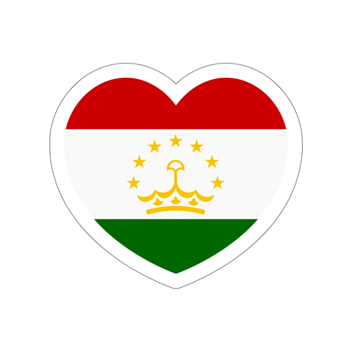 Heart Flag of Tajikistan - STICKER Vinyl Die-Cut Decal