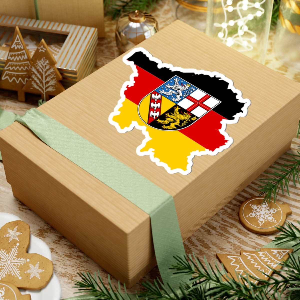 Flag map of Saarland (Germany) STICKER Vinyl Kiss-Cut Decal