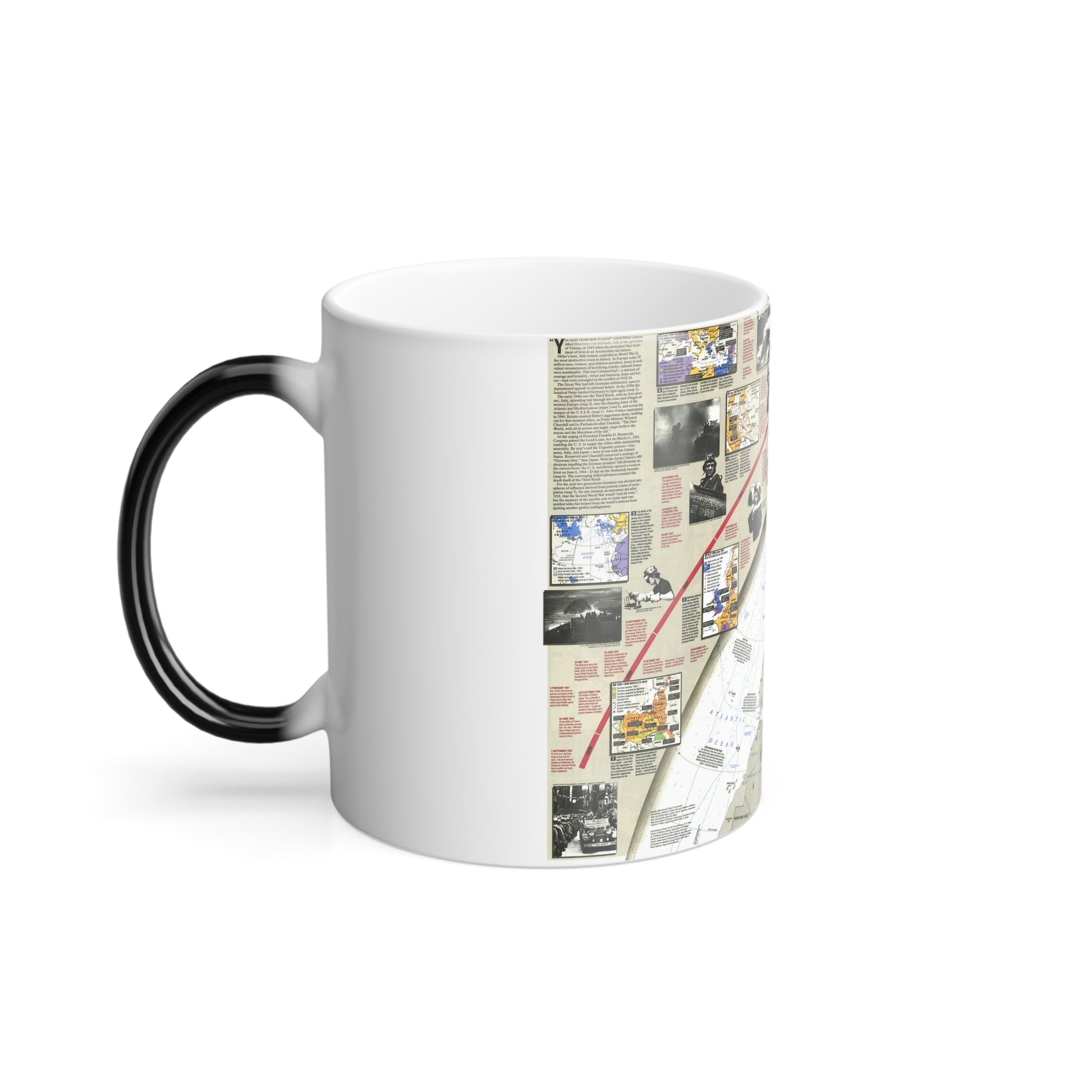 World War II- Europe and North Africa (1991) (Map) Color Changing Mug 11oz-11oz-The Sticker Space
