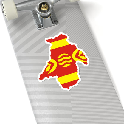 Flag map of Kočani Municipality (North Macedonia) STICKER Vinyl Kiss-Cut Decal