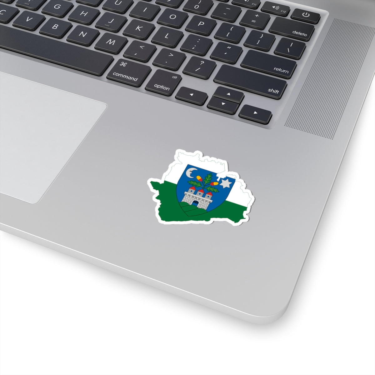 Flag-map of Veszprem County (Hungary) STICKER Vinyl Kiss-Cut Decal