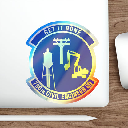 796th Civil Engineer Squadron (U.S. Air Force) Holographic STICKER Die-Cut Vinyl Decal-The Sticker Space