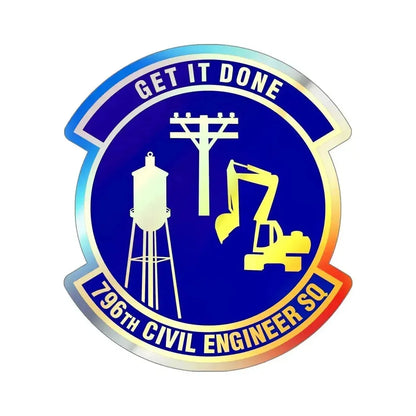 796th Civil Engineer Squadron (U.S. Air Force) Holographic STICKER Die-Cut Vinyl Decal 5 Inch Holographic - The Sticker Space