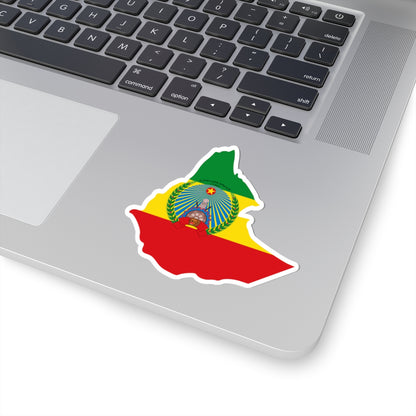 Flag map of Ethiopia 1987-1991 (Ethiopia) STICKER Vinyl Kiss-Cut Decal