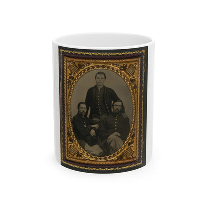Three Unidentified Soldiers In Union Uniforms (U.S. Civil War) White Coffee Mug
