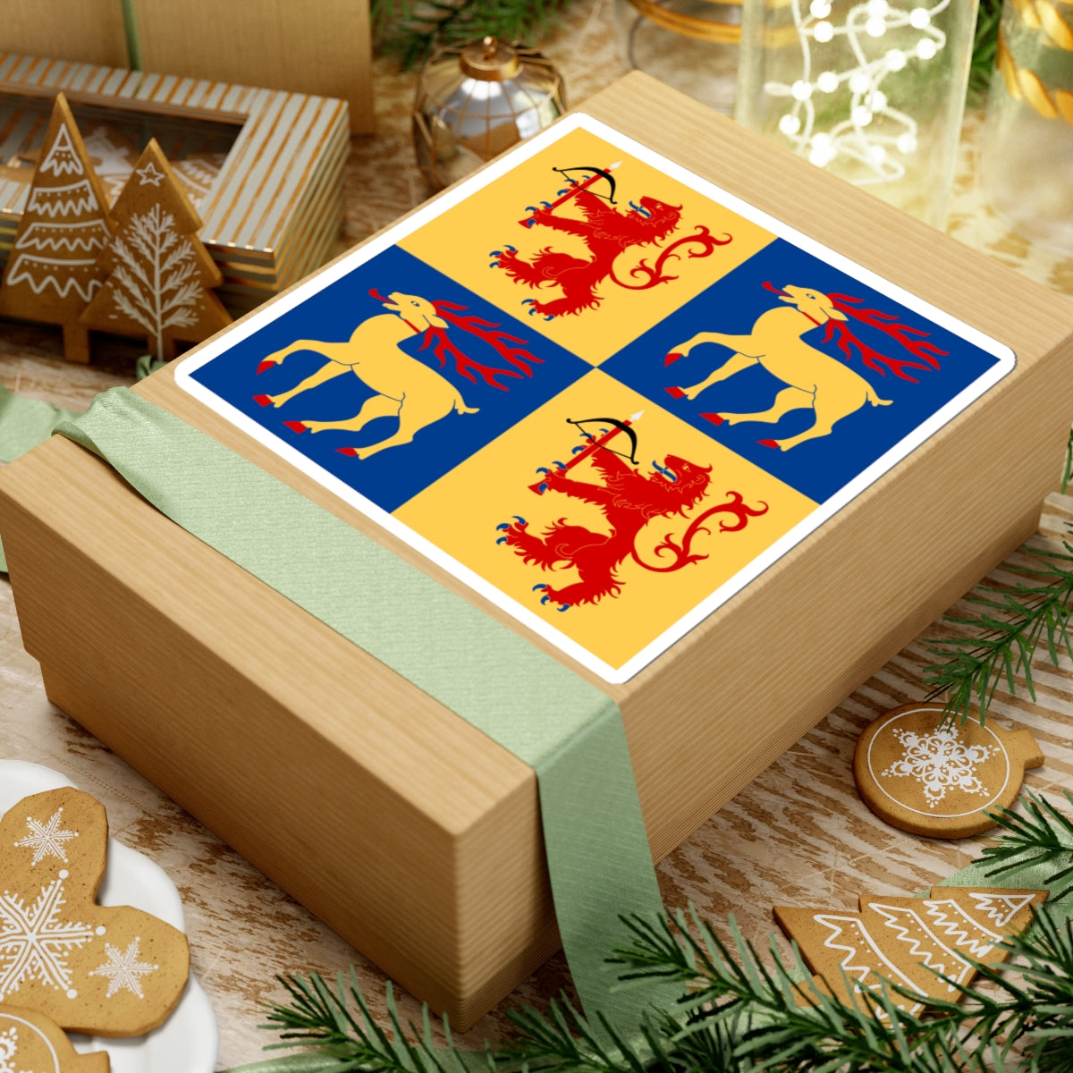 Kalmar lan vapenflagga (Sweden) STICKER Vinyl Kiss-Cut Decal