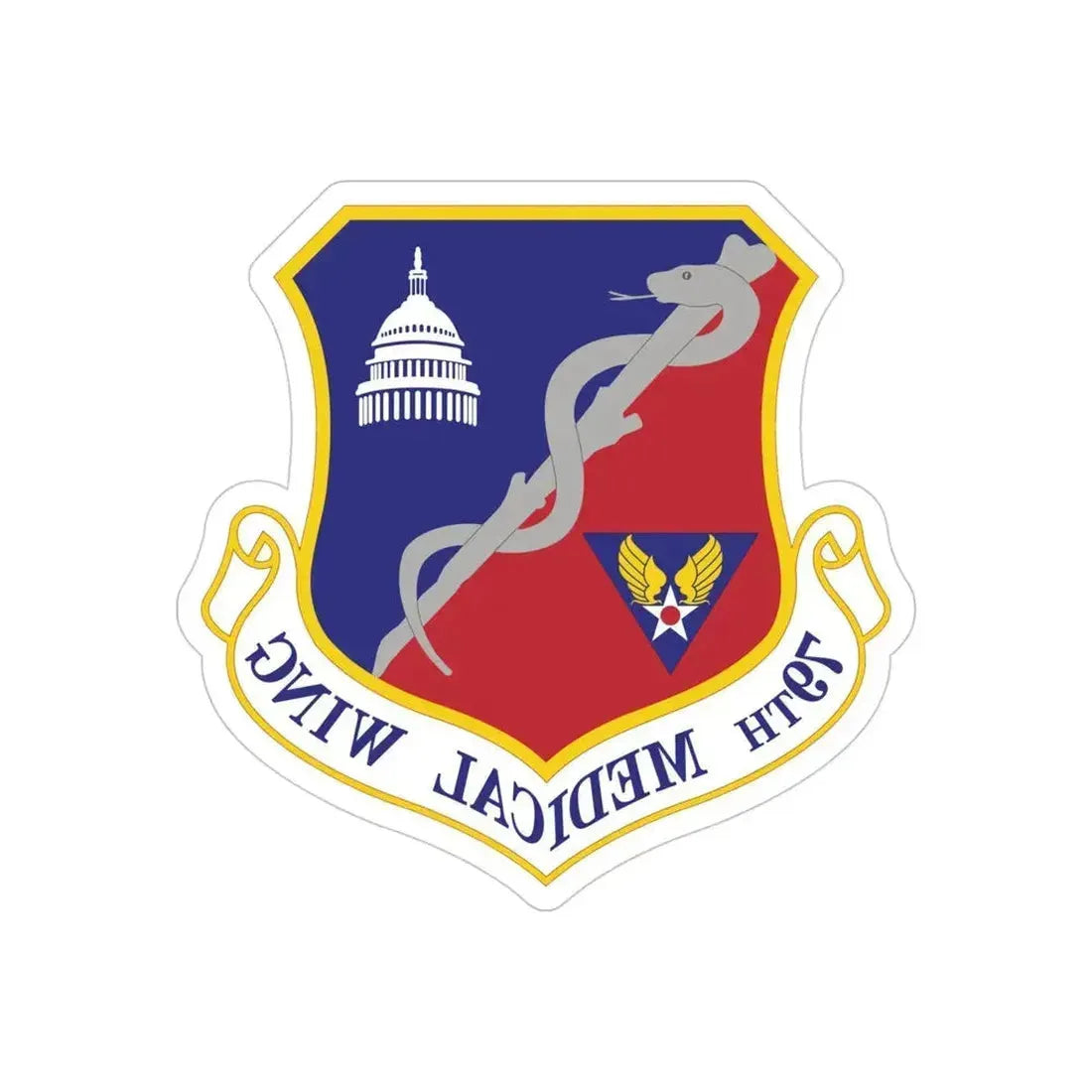 79th Medical Wing (U.S. Air Force) REVERSE PRINT Transparent Die-Cut STICKER 4 Inch Die-Cut Transparent - The Sticker Space