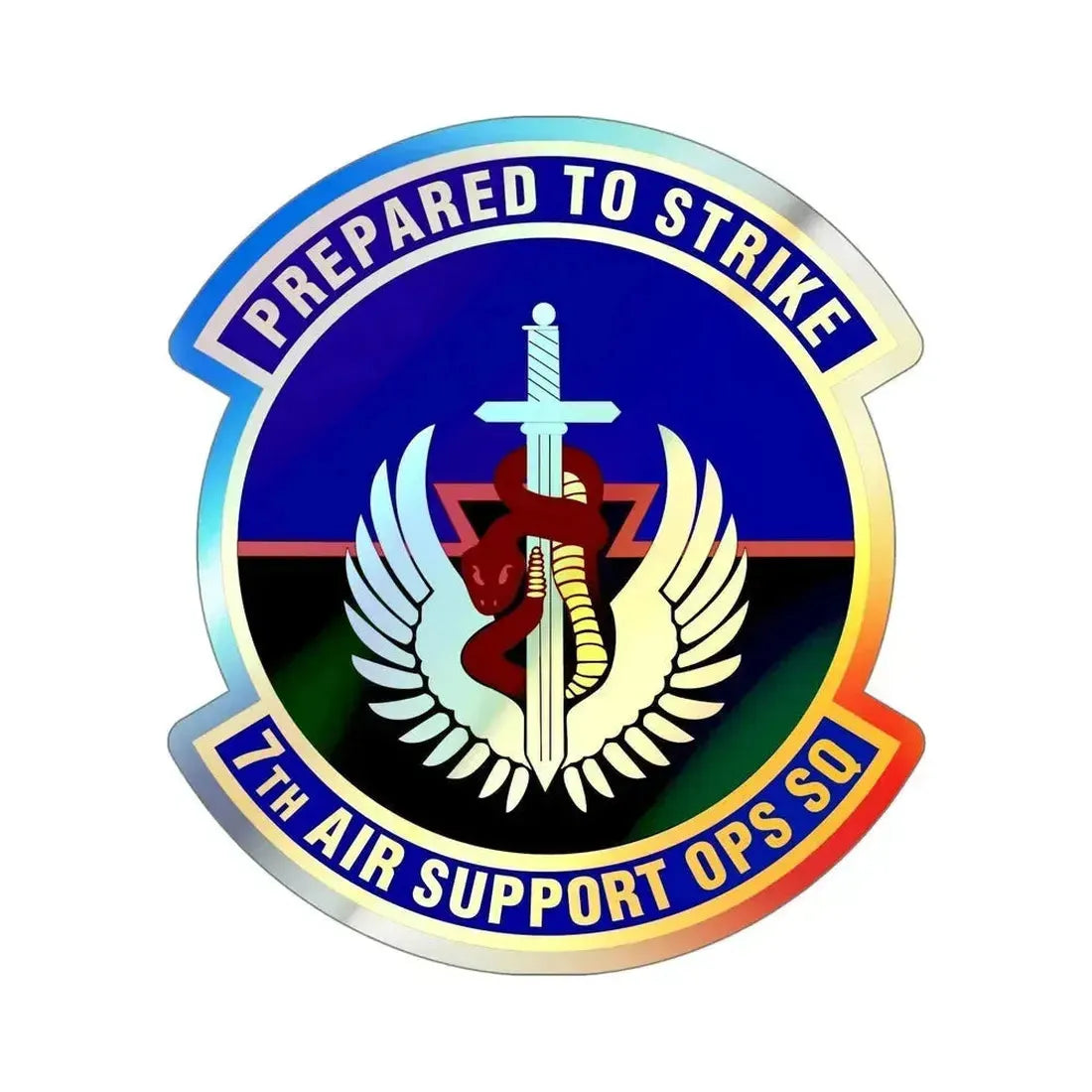 7th Air Support Operations Squadron (U.S. Air Force) Holographic STICKER Die-Cut Vinyl Decal 5 Inch Holographic - The Sticker Space