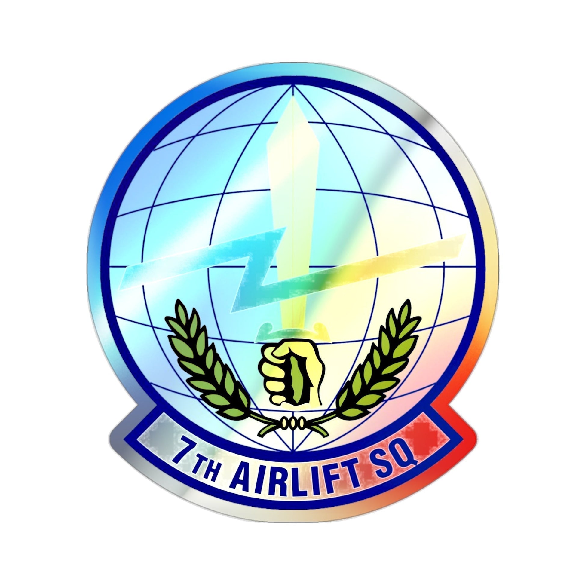7th Airlift Squadron (U.S. Air Force) Holographic STICKER Die-Cut Vinyl Decal-2 Inch-The Sticker Space