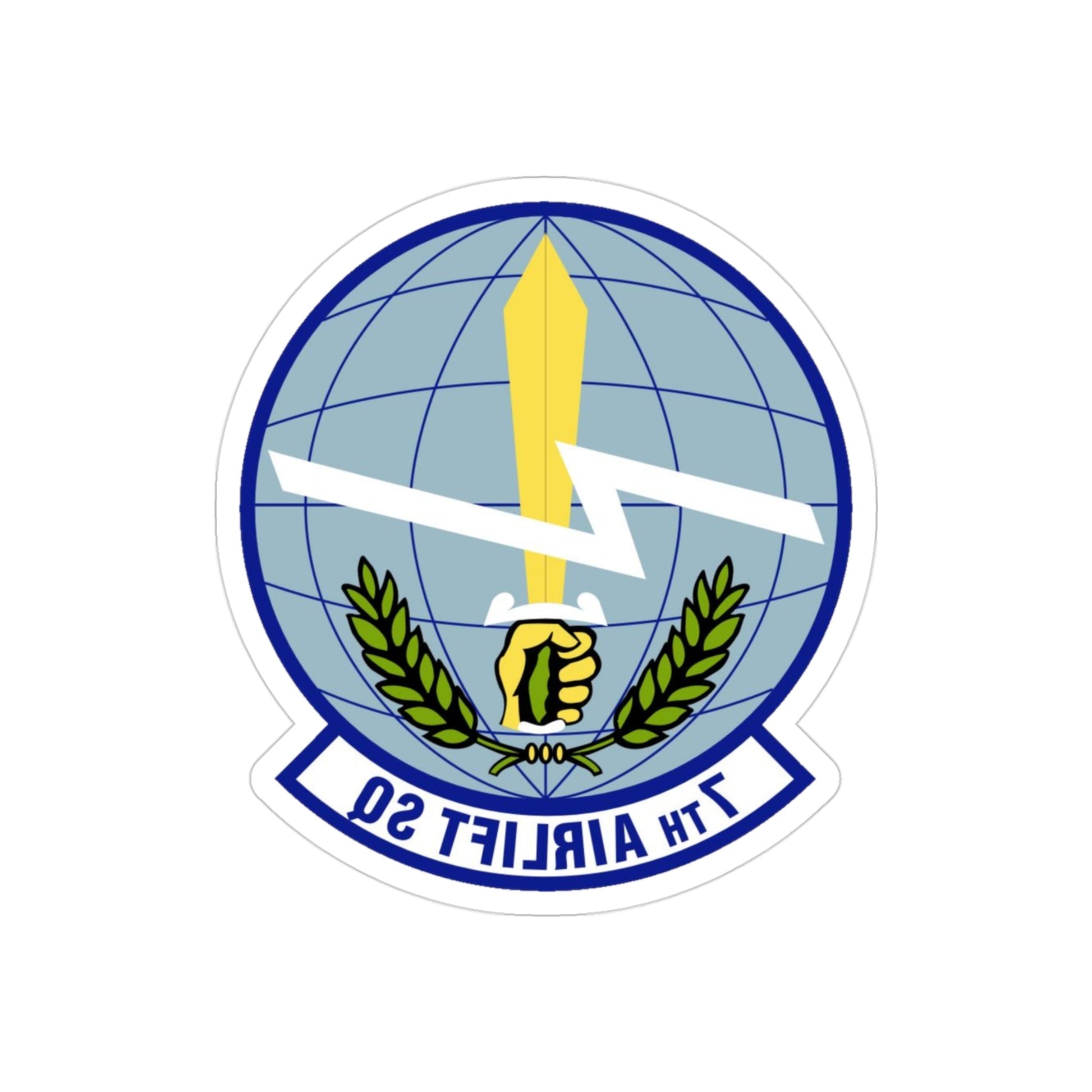 7th Airlift Squadron (U.S. Air Force) REVERSE PRINT Transparent STICKER-3" × 3"-The Sticker Space