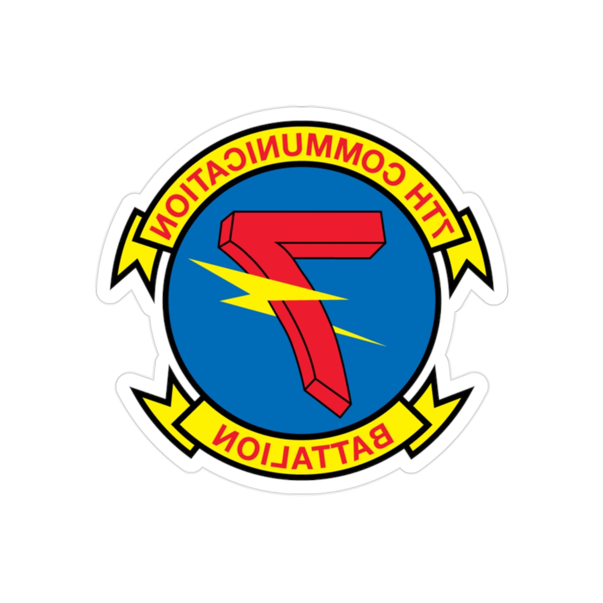 7th Communication Battalion (USMC) REVERSE PRINT Transparent STICKER-2" × 2"-The Sticker Space