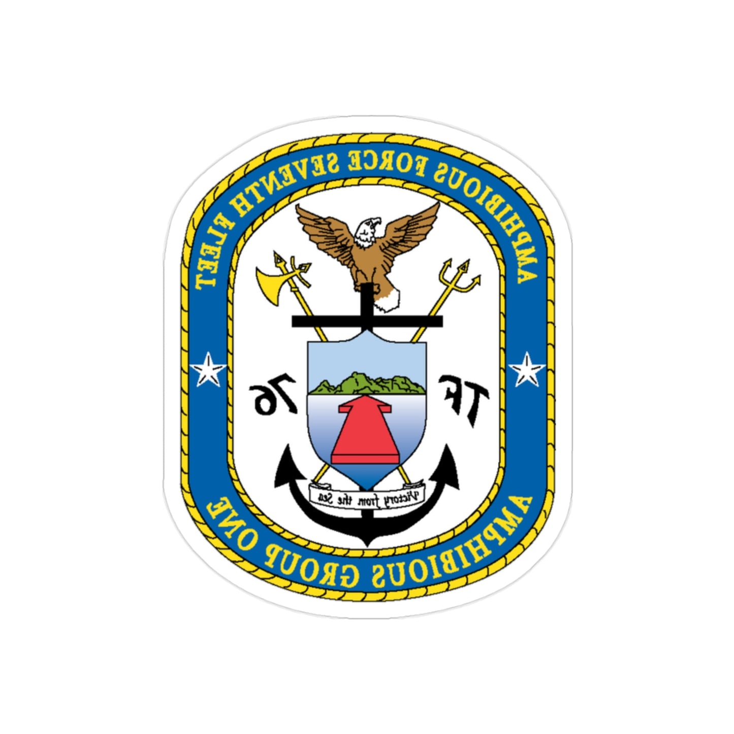 7th Fleet Amphibious Force (U.S. Navy) REVERSE PRINT Transparent STICKER-2" × 2"-The Sticker Space