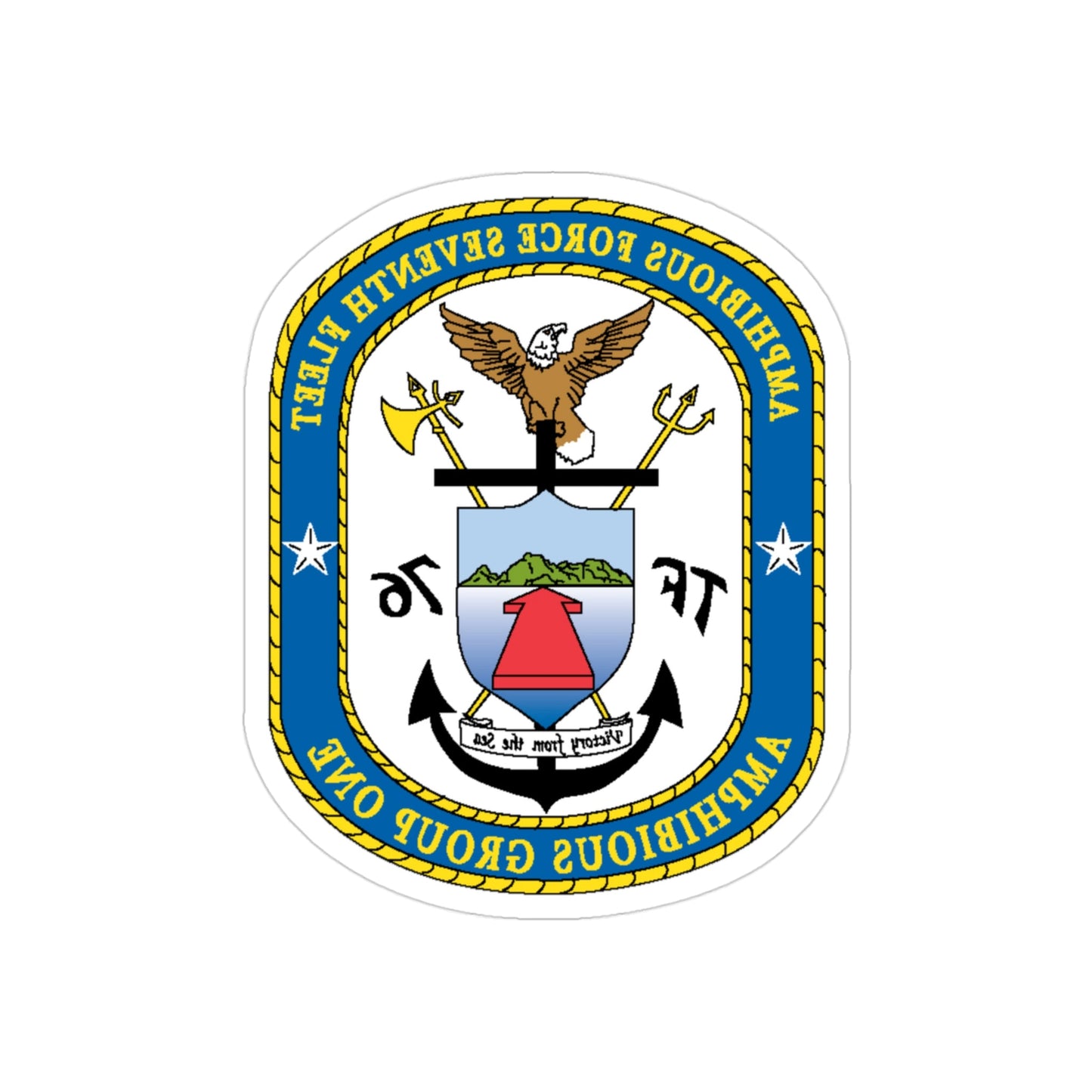 7th Fleet Amphibious Force (U.S. Navy) REVERSE PRINT Transparent STICKER-3" × 3"-The Sticker Space