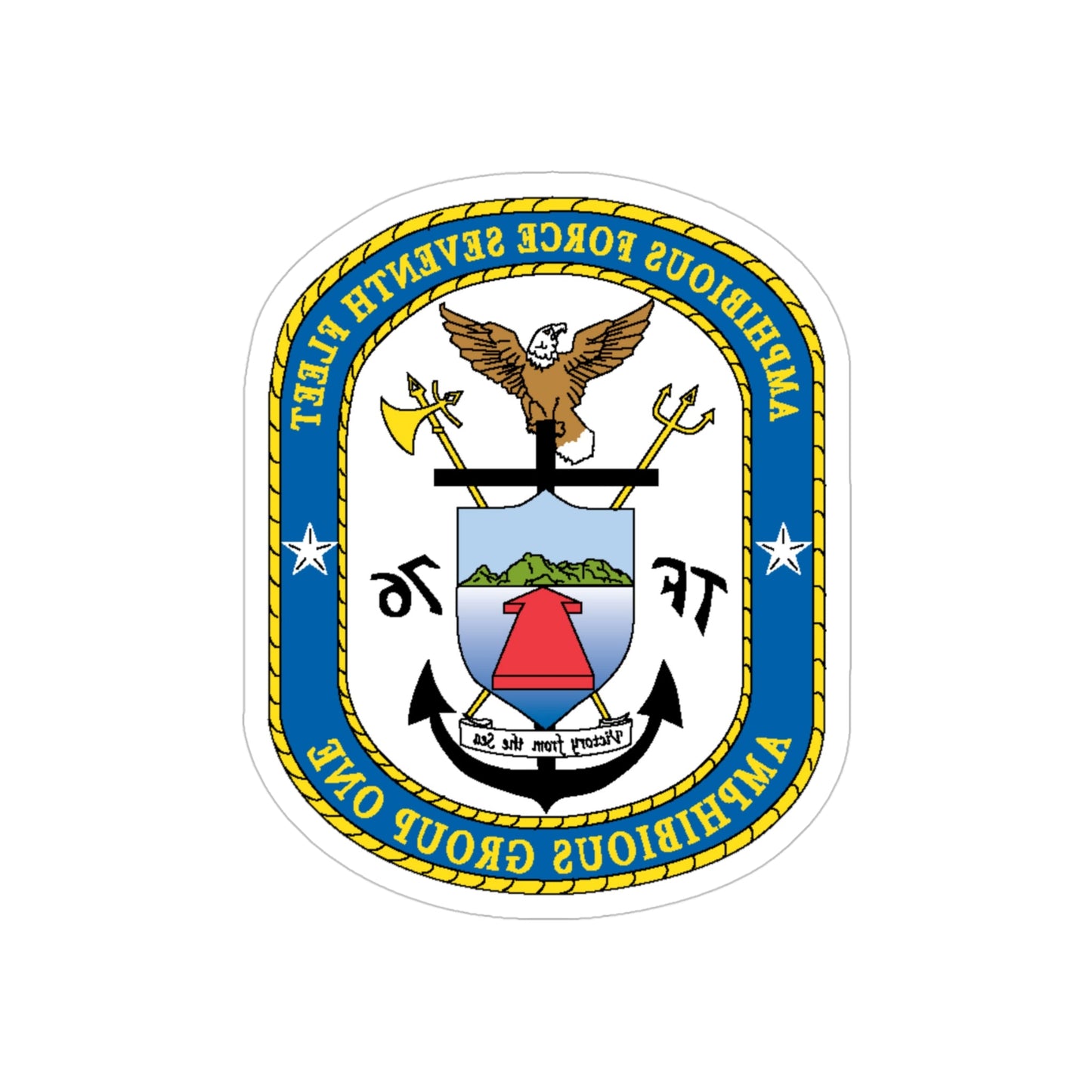 7th Fleet Amphibious Force (U.S. Navy) REVERSE PRINT Transparent STICKER-4" × 4"-The Sticker Space