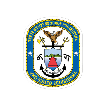 7th Fleet Amphibious Force (U.S. Navy) REVERSE PRINT Transparent STICKER-4" × 4"-The Sticker Space