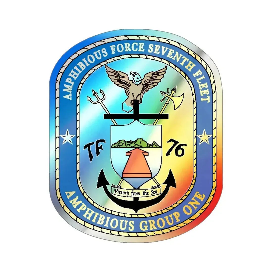 7th Fleet Amphibious Force (U.S. Navy) Holographic STICKER Die-Cut Vinyl Decal 4 Inch Holographic - The Sticker Space