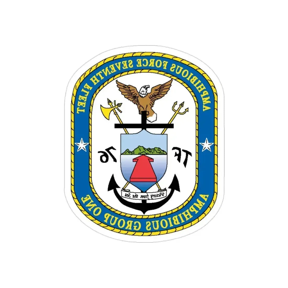 7th Fleet Amphibious Force (U.S. Navy) REVERSE PRINT Transparent Die-Cut STICKER 3 Inch Die-Cut Transparent - The Sticker Space