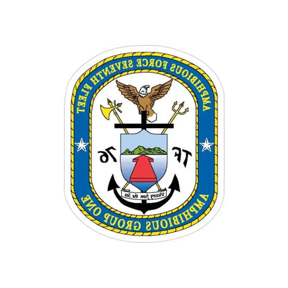 7th Fleet Amphibious Force (U.S. Navy) REVERSE PRINT Transparent Die-Cut STICKER 4 Inch Die-Cut Transparent - The Sticker Space