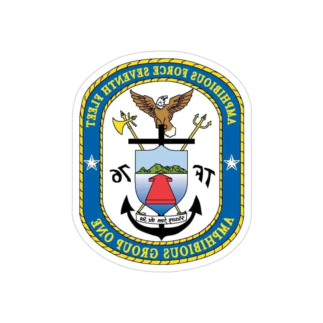 7th Fleet Amphibious Force (U.S. Navy) REVERSE PRINT Transparent Die-Cut STICKER 5 Inch Die-Cut Transparent - The Sticker Space