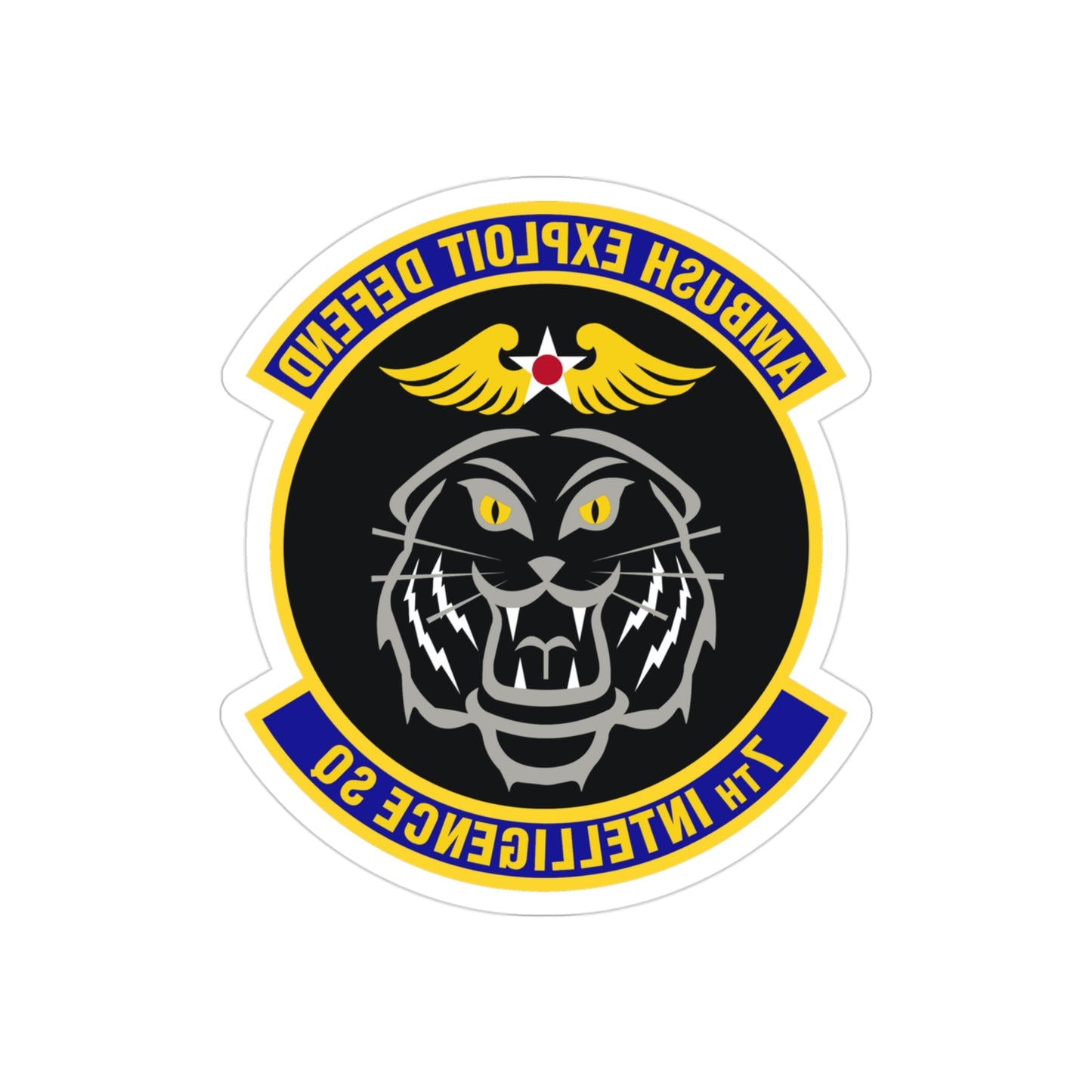 7th Intelligence Squadron (U.S. Air Force) REVERSE PRINT Transparent STICKER-3" × 3"-The Sticker Space
