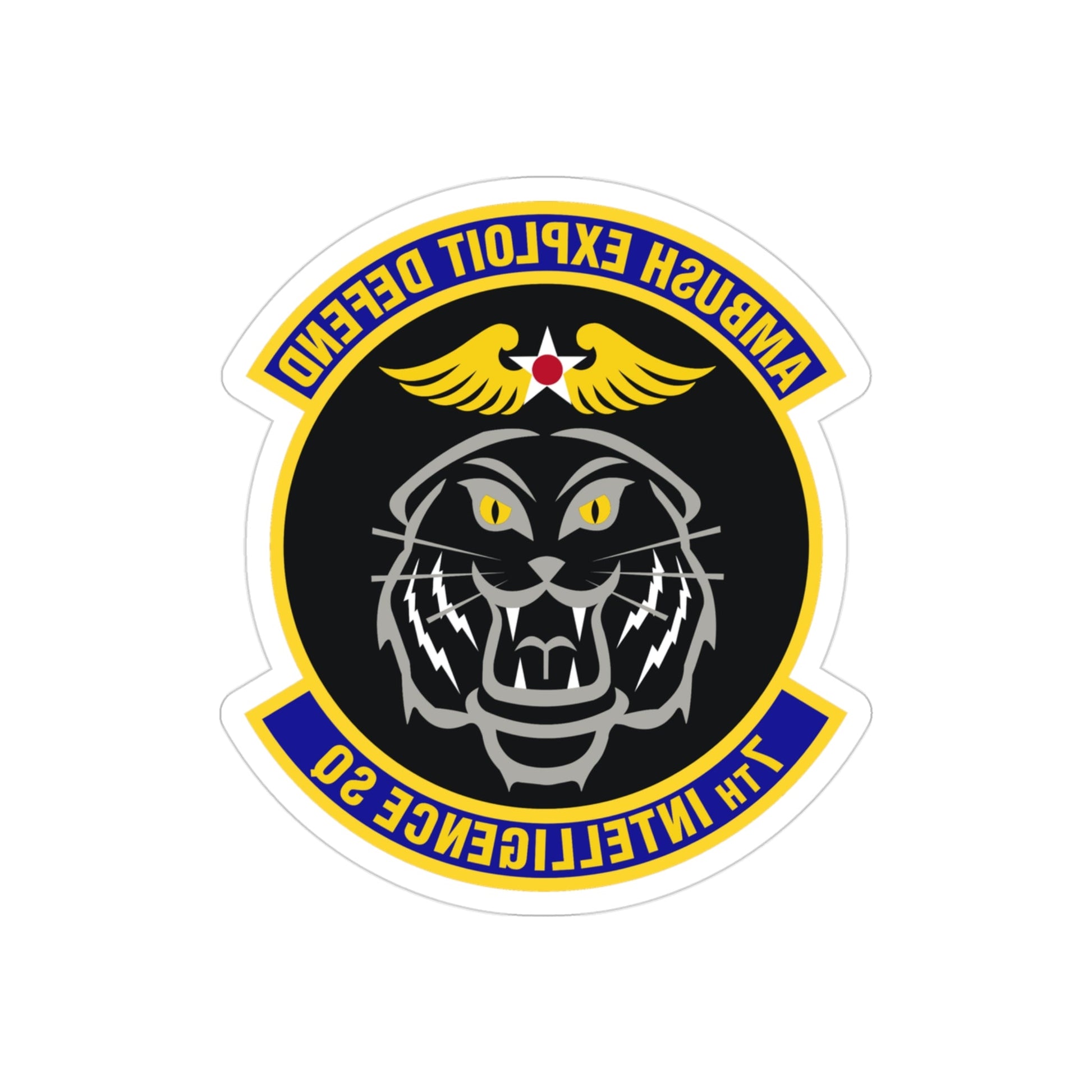 7th Intelligence Squadron (U.S. Air Force) REVERSE PRINT Transparent STICKER-3" × 3"-The Sticker Space