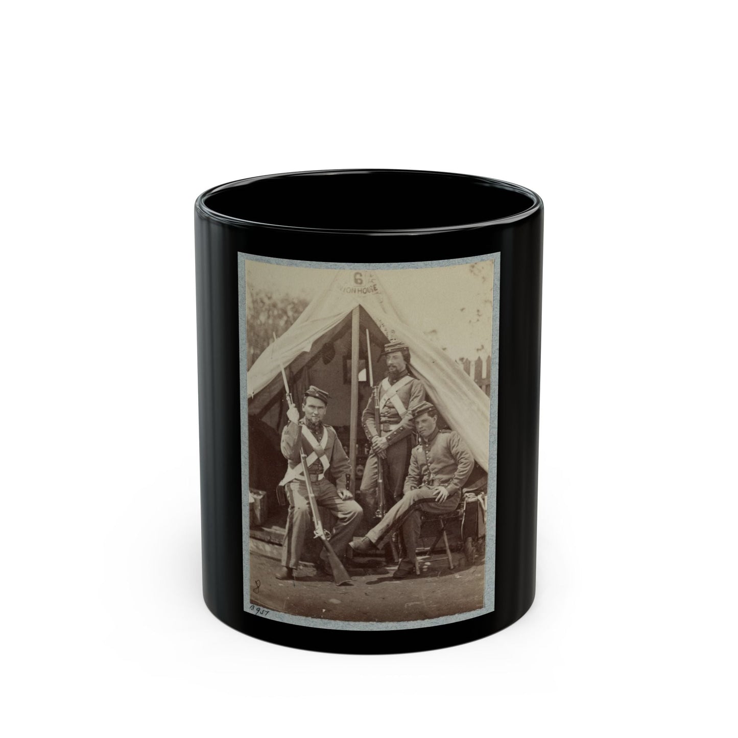 7th New York State Militia, Camp Cameron, D.C., 1861 031 (U.S. Civil War) Black Coffee Mug-11oz-The Sticker Space