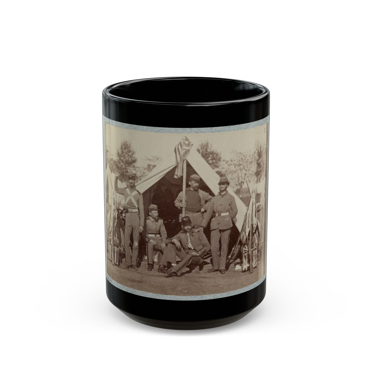 7th New York State Militia, Camp Cameron, D.C., 1861 032 (U.S. Civil War) Black Coffee Mug-15oz-The Sticker Space