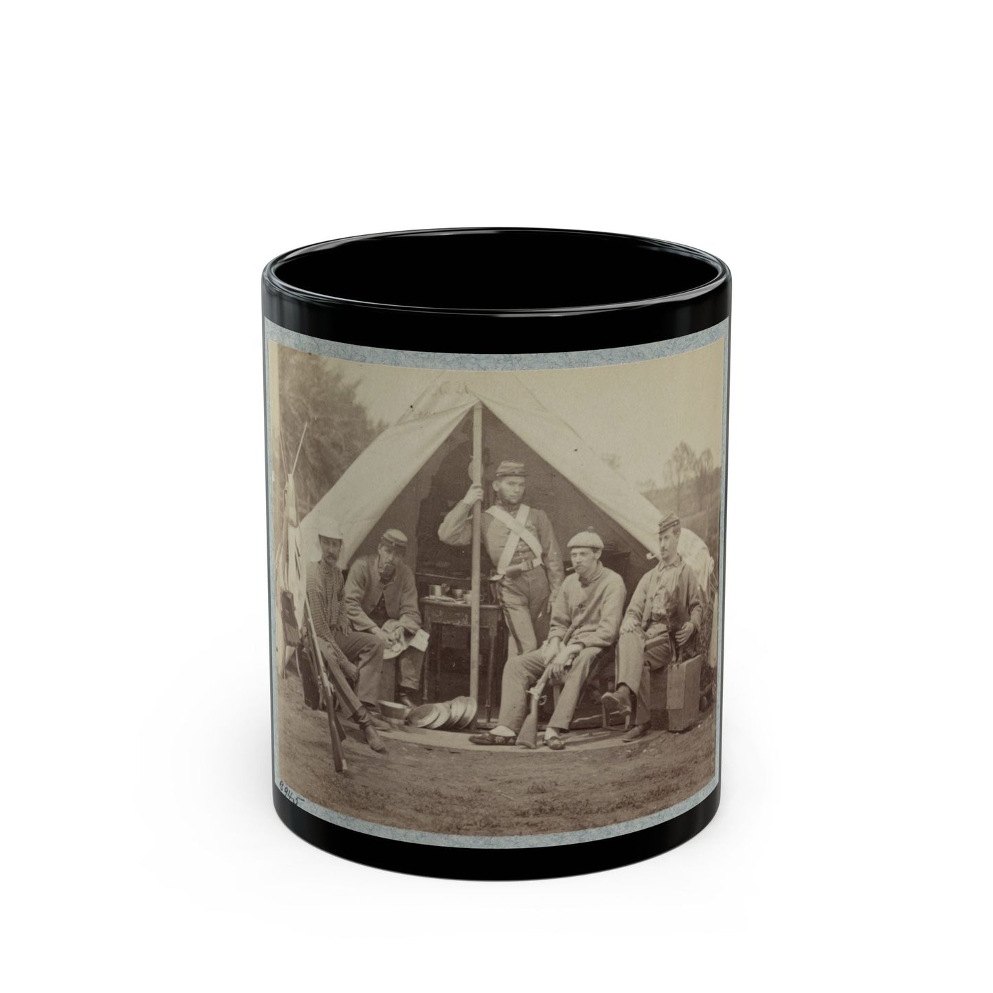 7th New York State Militia, Camp Cameron, D.C., 1861 034 (U.S. Civil War) Black Coffee Mug-11oz-The Sticker Space