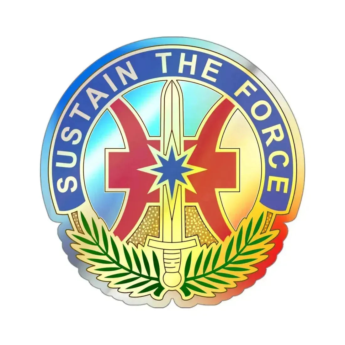 8 Sustainment Command v2 (U.S. Army) Holographic STICKER Die-Cut Vinyl Decal 3 Inch Holographic - The Sticker Space