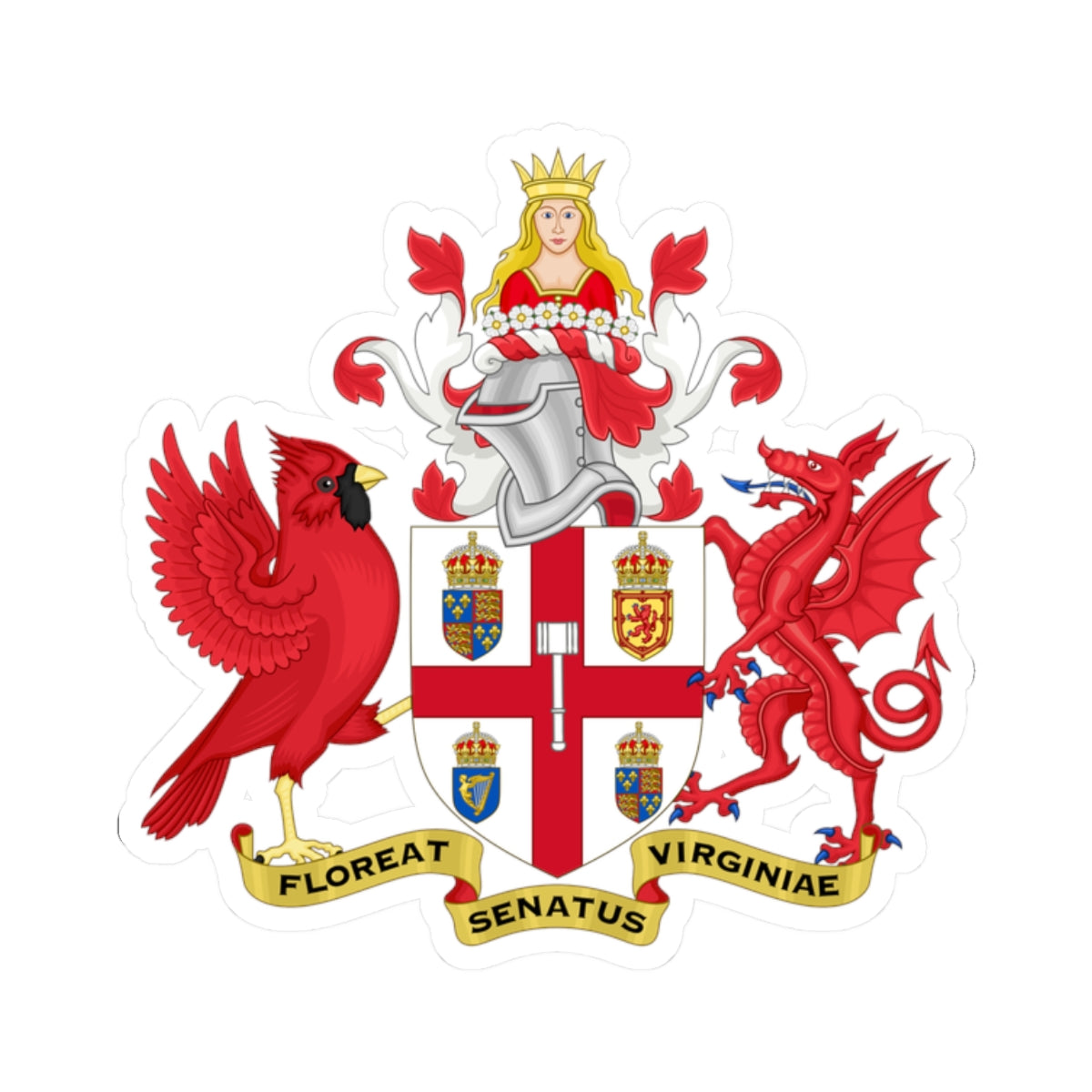 Arms of the Virginia Senate (United States) (Coat of Arms) STICKER Vinyl Kiss-Cut Decal