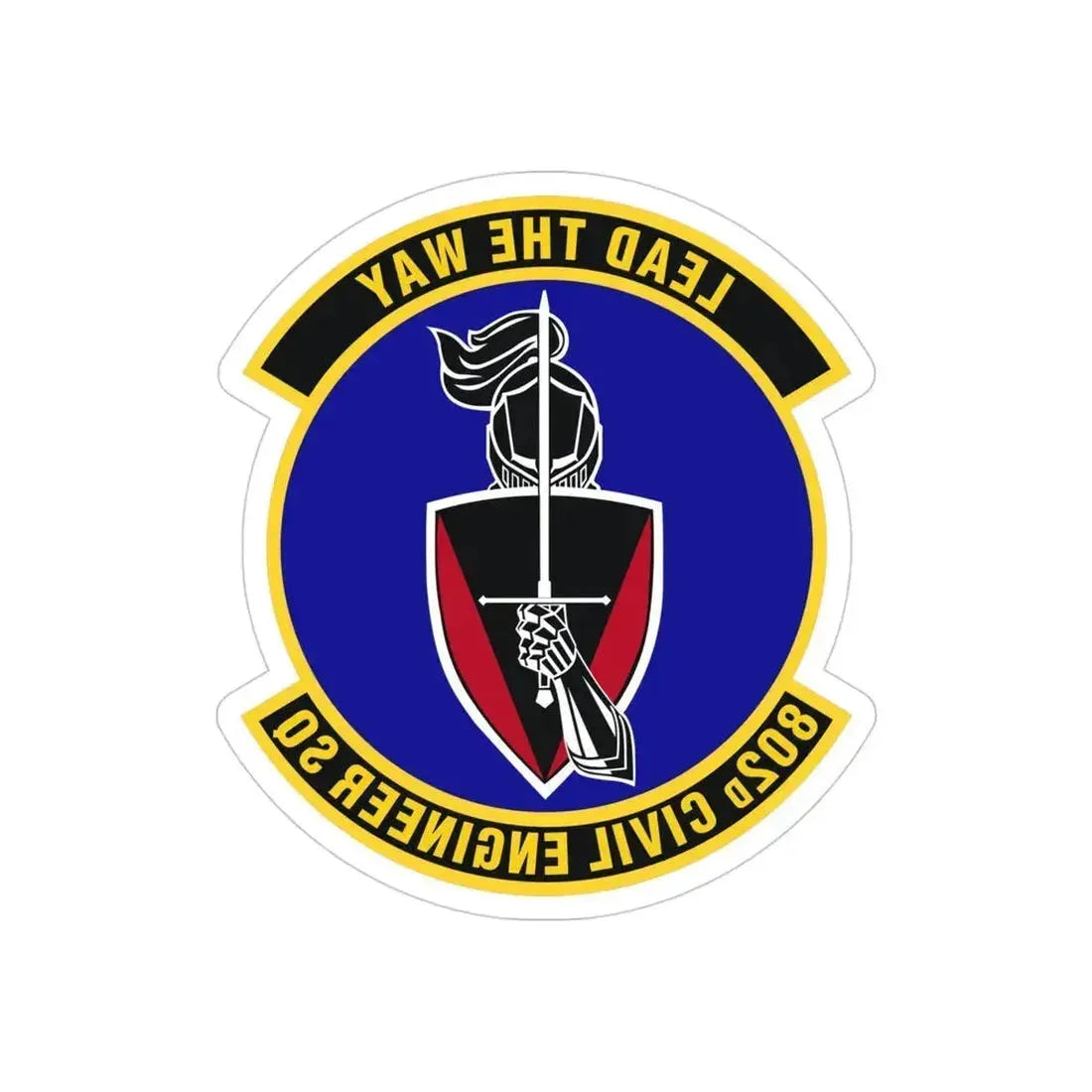 802d Civil Engineer Squadron (U.S. Air Force) REVERSE PRINT Transparent Die-Cut STICKER 4 Inch Die-Cut Transparent - The Sticker Space